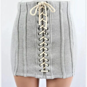 Forever 21  Lace Up Jersey Mini Skirt